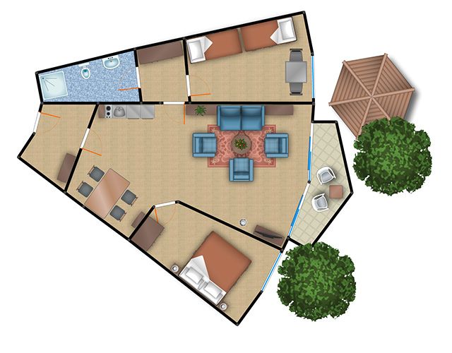 Grundriss des 3-Raum-Appartements