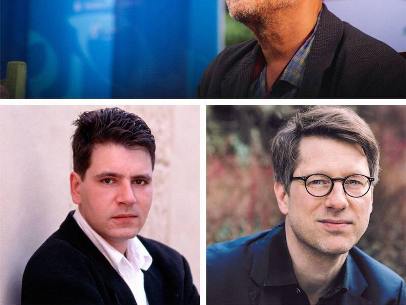 Foto Michael Hofmann: © Sriya Sarkar; Foto Marcel Beyer: © Jürgen Bauer;  Foto Jan Wagner: © Nadine Kunath
