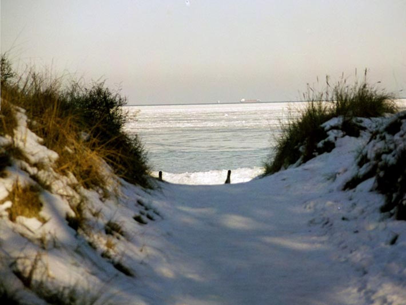 Strandzugang im Winter