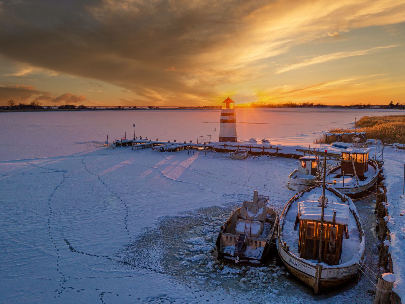 Hafen von Ummanz im Winter