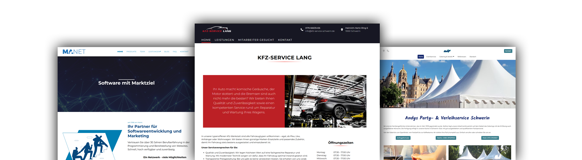 Collage verschiedener Dienstleister Referenz-Websites