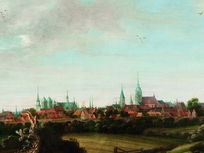 Stadtmuseum Münster (Kabinett 11), "Einzug des niederländischen Gesandten Adriaen Pauw in Münster" (Gerard ter Borch, um 1646)