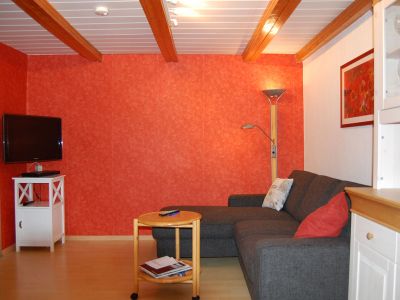 Wohnbereich mit Couch und TV
