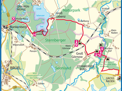 Wanderung von Blankenberg nach Groß Raden - 19 km Wanderweg