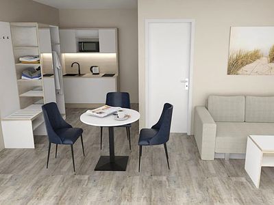Apartment mit Wohnraum und Miniküche
