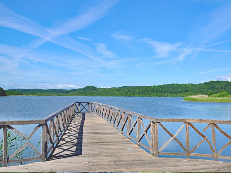 Schmachter See mit Promenade und Park der Sinne