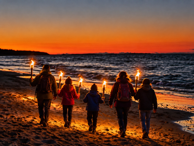 Fackelwanderung "Inselleuchten" | © Familienwanderung im Fackelschein am Strand.png