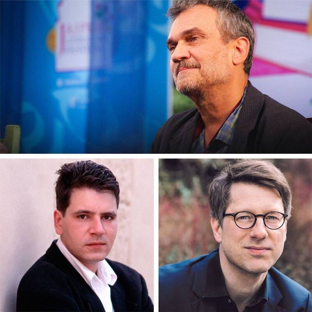 Foto Michael Hofmann: © Sriya Sarkar; Foto Marcel Beyer: © Jürgen Bauer;  Foto Jan Wagner: © Nadine Kunath