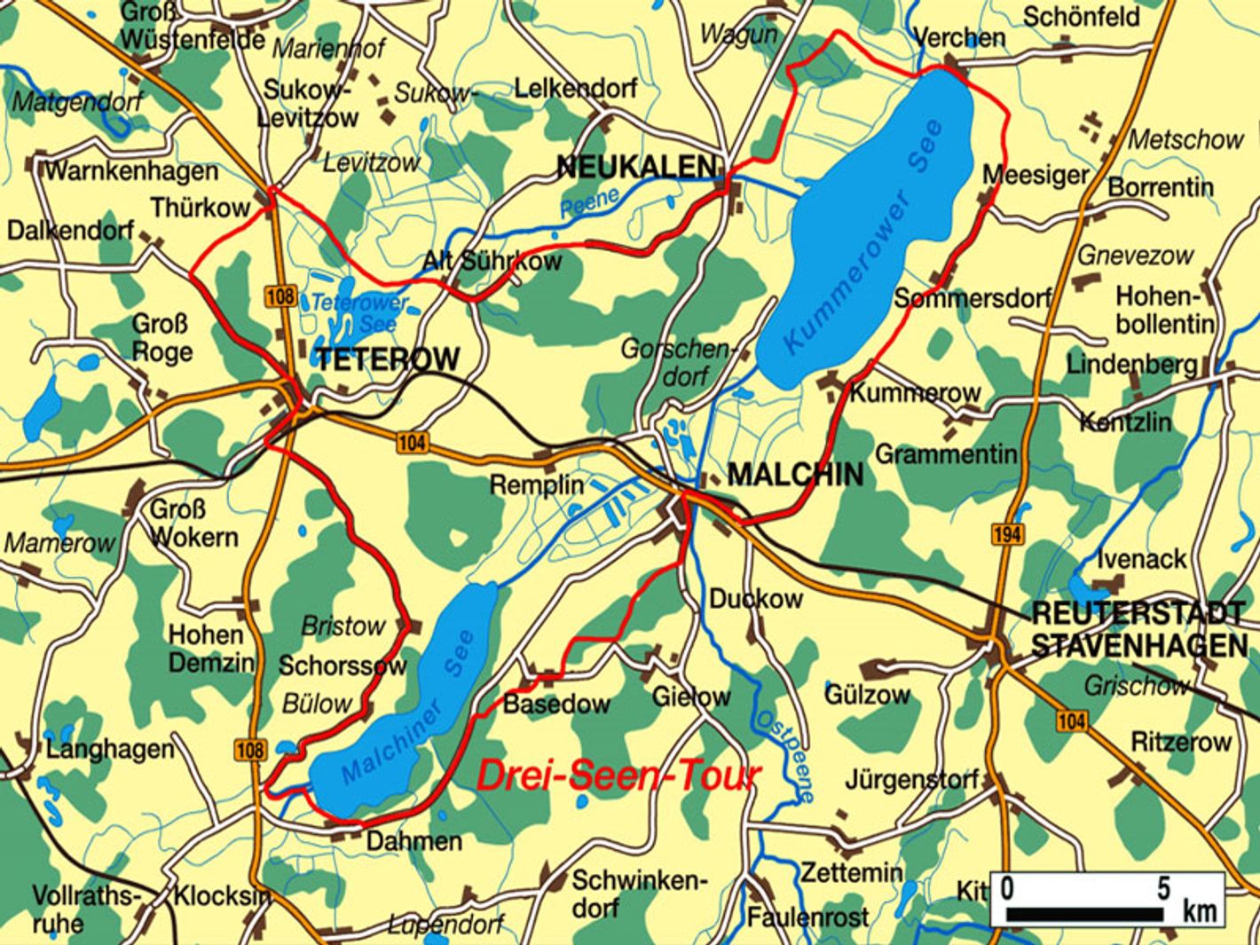 Drei-Seen-Fahrradtour ab Teterow