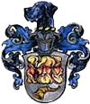 Logo Hotel Svantevit mit Wappen und Hund in blau